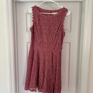 Dusty Pink Lace A-Line Sleeveless Dress